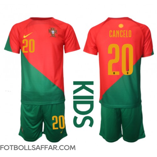 Portugal Joao Cancelo #20 Hemmadräkt Barn VM 2022 Kortärmad (+ Korta byxor)